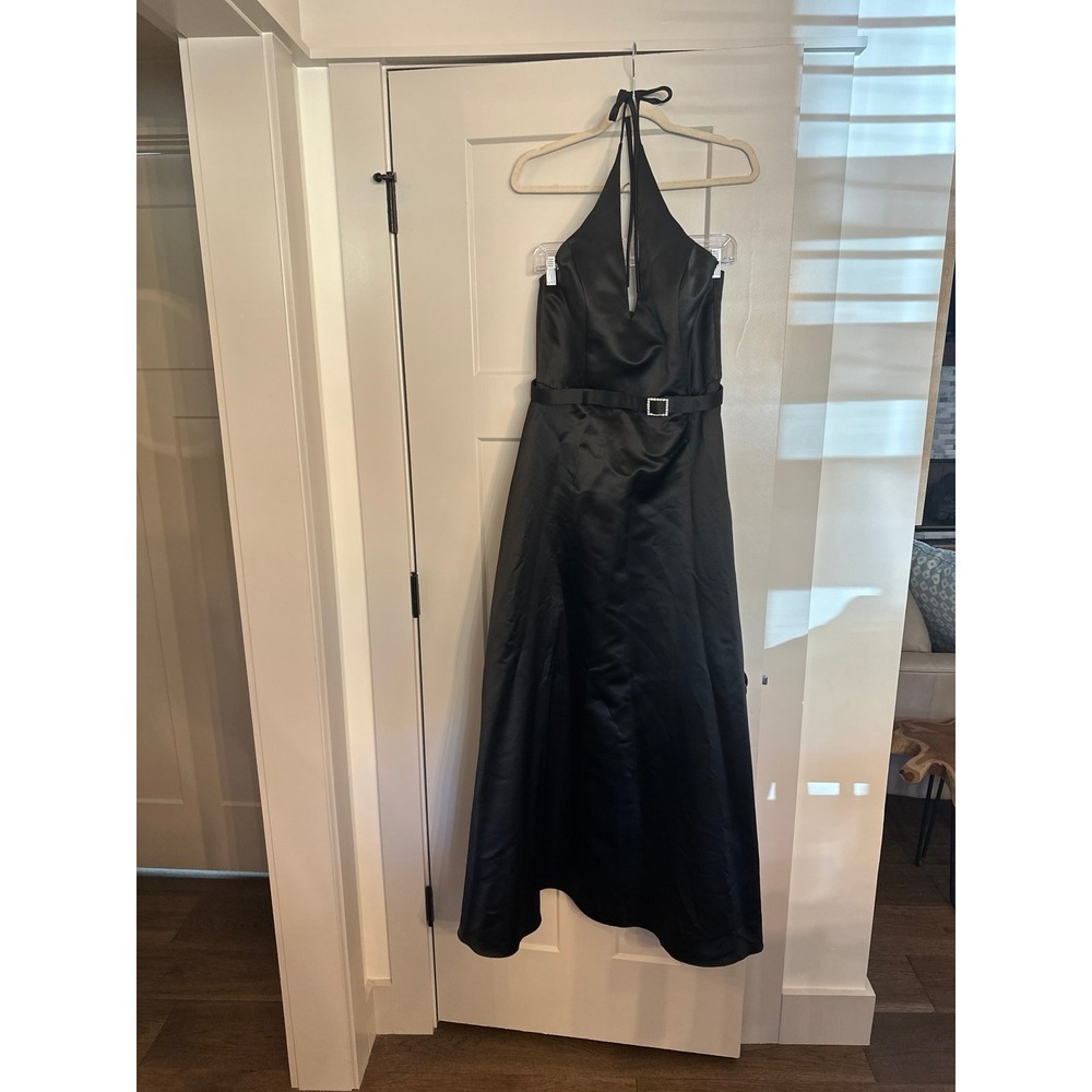 VTG Scott McClintock Long Black Dress PROM Dress Halter Cocktail Formal Size 12